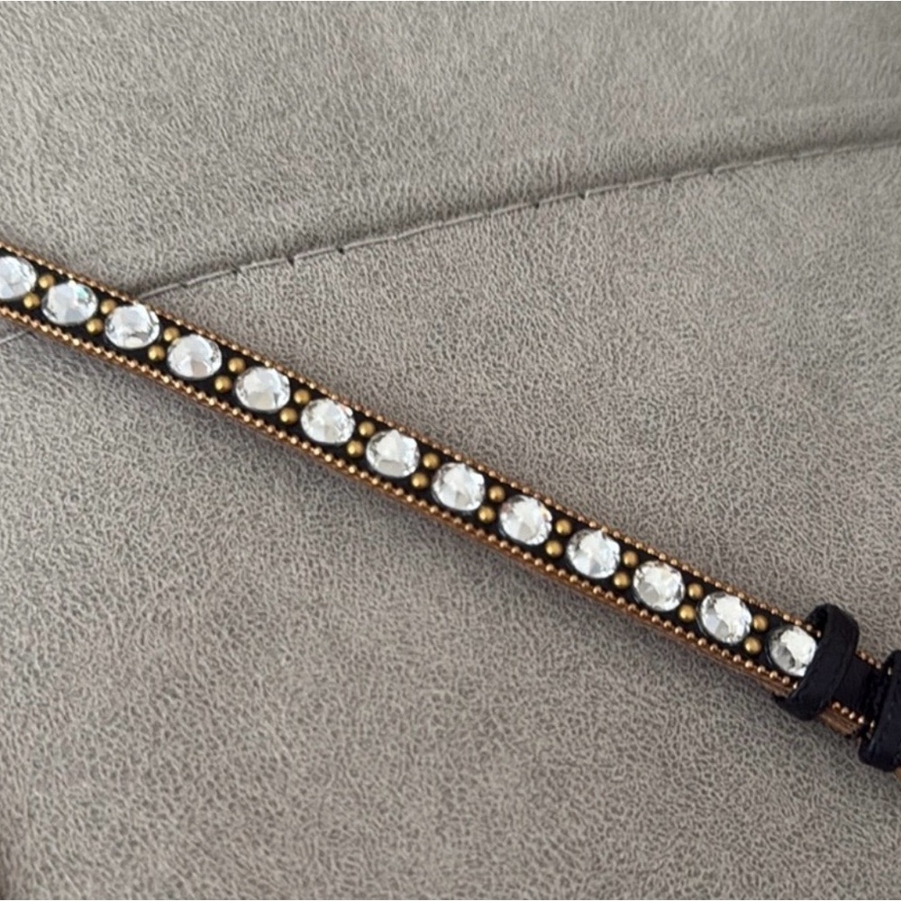 Gucci Calfskin Crystal Embellished Double G Choker Necklace Black - Picture 6 of 13